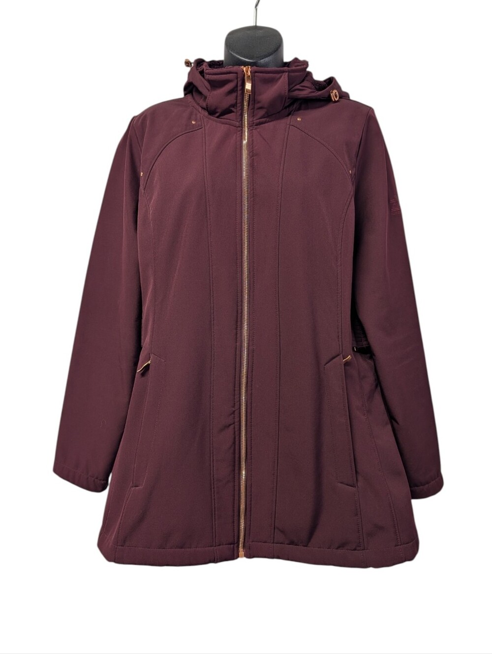 ZeroXposur Burgundy Hooded Softshell Jacket Women's Sz M Fleece Lined Zip Up